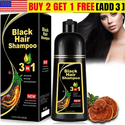 Shampoo Permanent Black Hair Dye  Fast Hair Grey 3 In 1 (Man & Women) 500ml • $18.99