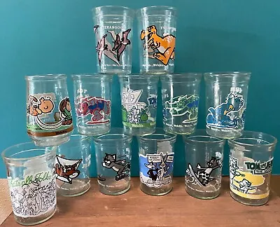 Tom & Jerry Peanuts Dinosaur & Looney Tunes Welchs 4  Jelly Jar Glasses 1990s • $5