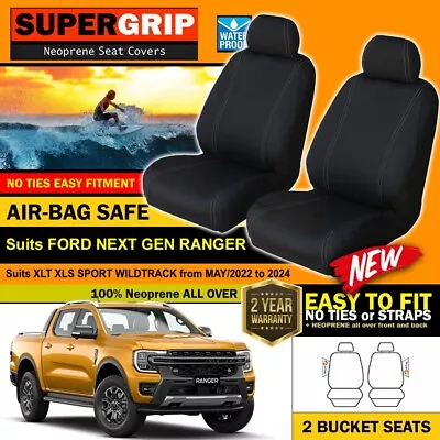 FRONT SuperGrip Neoprene Seat Covers For NEXT GEN RANGER XLT XLS SPORT 5/2022-24 • $158.86