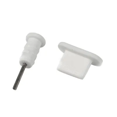 White Rubber Charging Earphone Dust Port Plug Cap Set Micro Usb Samsung Iphones • £1.69