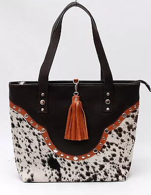 100% Cowhide Leather Shoulder Out Going Tote Bag With Studs For Women  LHB-9640 • $0.99