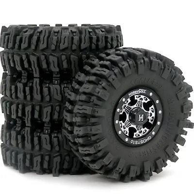 4x RC 64mm Mud Slingers 1.0 Tires Wheels Rims For 1/24 SCX24 1/18 TRX4M Crawler • $39.90