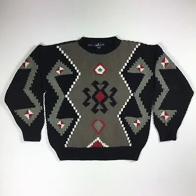 Sperry Top Sider Mens Hand Knit Crewneck Sweater Cotton Sz Medium Heavyweight • $57.58