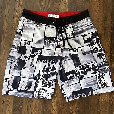 Ocean Pacific Board Shorts/bathing Suit Mens 32 Vintage Look Graphic Palm Trees • $19.99