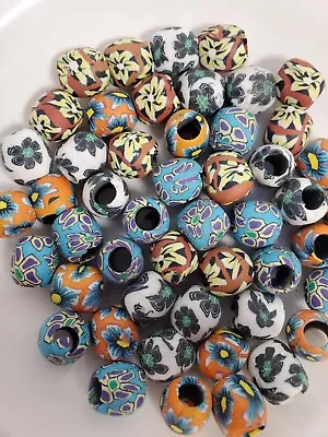 50 Pcs  Flower Print Dreadlock Braid  Hole Bead Hair Fancy Decoration Hair Bead • $7.99