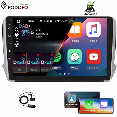 10  Car Stereo Radio GPS Navi For Peugeot 208 2008 Android 12 Carplay WIFI DAB+ • £153.99