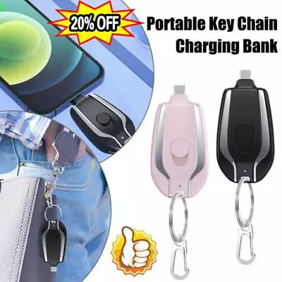 1500mAh Rechargeable Keyring Pocket-Power Bank For Android-iPhone USB-Type-C • £4.37