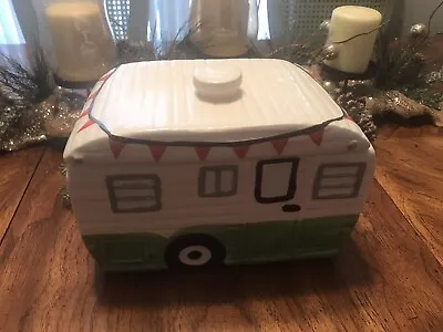 World Market Retro RV Camper Cookie Jar Retro Design Camp Trailer Green White • $9.66