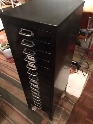 £45 • Buy 15 Drawer Metal Filing Cabinet, Black, Slim, Nice Condition, Can Shiply Dispatch