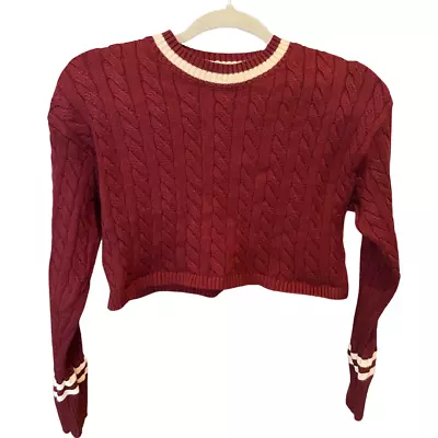 Altar'd State Long Sleeve Sweater Pullover Cropped Shirt S Maroon • $16.99