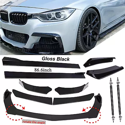 Front Bumper Lip Spoiler Splitter 86.6  Side Skirt Rear For F30 E92 E90 E36 E30 • $79.99