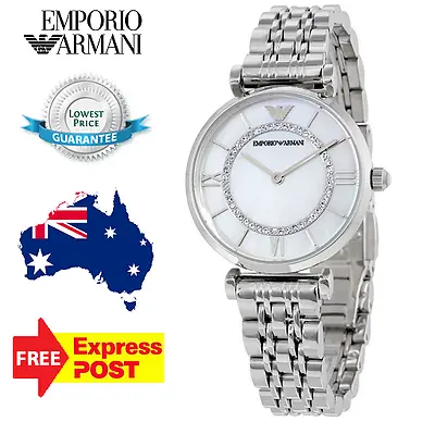 Emporio Armani Classic Ar1908 Silver/white Mother Of Pearl Ladies Watch • $245