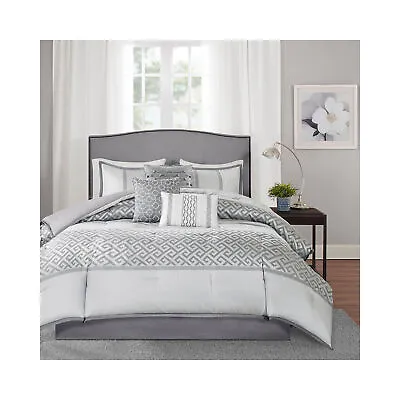 Madison Park MP10-2419 William Bennett 7 Piece Comforter Set King Grey • $63