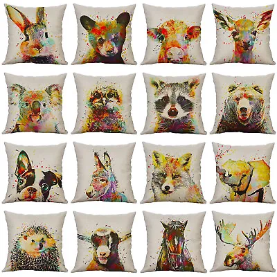 Pillow Covers18x18 Watercolour Animals Design Throw Pillow Case Cushion For Sofa • $3.99