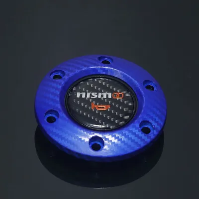 JDM Nismo Carbon Fiber Sport Steering Wheel Horn Button+Blue Carbon Look Edge • $21.99