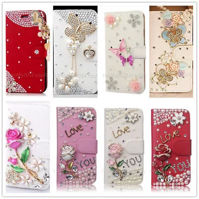 Bling Flip Leather Diamond Wallet Women Rhinestone Phone Case For Samsung Galaxy • $9.99