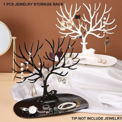 £7.45 • Buy Deer Tree Jewelry Display Stand Organizer Necklace Earring Holder Rings Rack