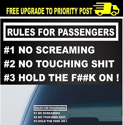 RULES FOR PASSENGERS Car Ute 4wd 4x4 Sticker Decal 200mm • $7.99