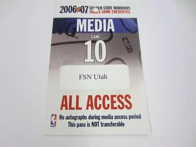 #95 06-07 GOLDEN STATE WARRIORS FSN UTAH Basketball Press Pass Media Credential • $9.99