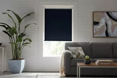 CUSTOM CUT BLINDS StyleWell Cordless Blackout Roller Shades - Dark Blue • $20