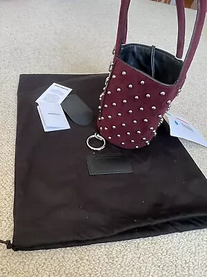 $260 • Buy Alexander Wang Burgundy Suede Mini Roxy Studded Bucket Bag