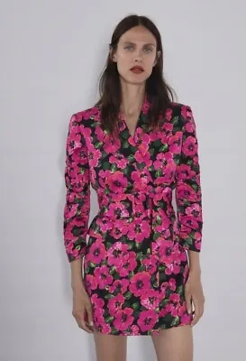 Zara Women Floral Print - Jacket Dress - Blazer 3137/029 Size UK S • $99.55