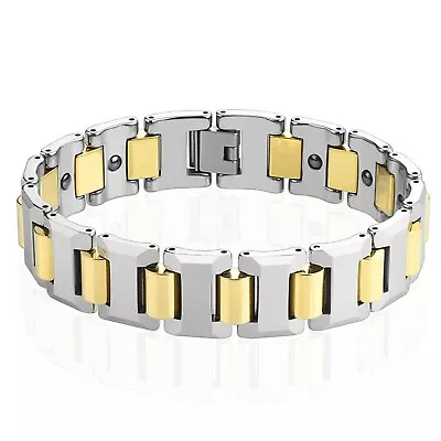 Gold Tungsten Magnetic Therapy Bracelet Mens Anniversary Birthday Christmas Gift • $149.99