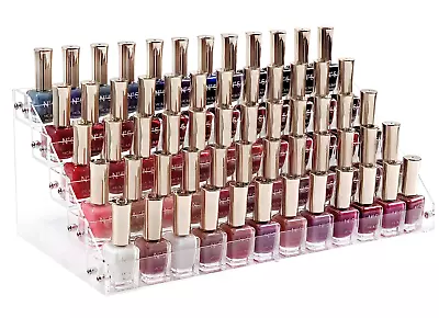 Clear Nail Polish Organizer 5 Tier Acrylic Display Rack Holds Up To 60 Bottles • $24.80