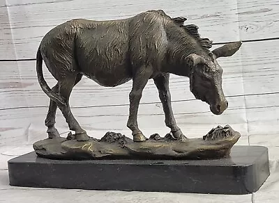 Handmade Detailed Bronze Sculpture Donkey Mule Art Statue Hot Cast Marble Base • $149.50