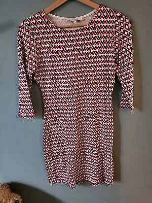 Blue Inc Size 10 Red Diamond 3/4 Sleeve Dress (1123/55) • £6