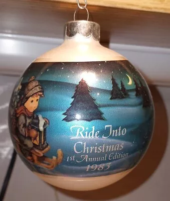 M. J. Hummel Glass Ball Ornament 1983 RIDE INTO CHRISTMAS First Annual -Goebel • $3