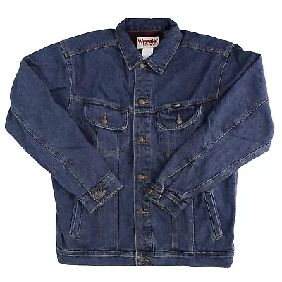 Wrangler Men's Jacket Rugged Wear Denim Coat  Plaid Fleece Adjustable Button Up • $49.99