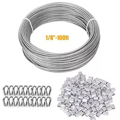 1/8 Wire Rope Kit1/8  Stainless Steel Cable Railing Kit100ft Coated Wire Rope50p • $35.95