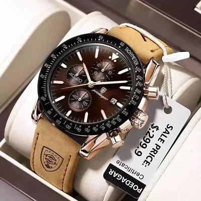 Men Watches Luxury Silicone Strap Waterproof Sport Quartz Chronograph Watch • $26.99