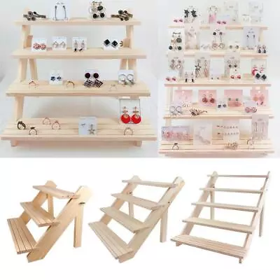 3/4/5 Tiers Wooden Earring Display Rack Jewelry Rings Shelf Watch Stand Holder • $22.99