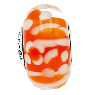 Pandora Xl Large Orange Blossoms Murano Glass Sterling Silver Charm 790751 • £31.14