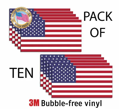 American Flag USA PACK OF 10 Decals Sticker 3M Military Marines Army • $180.89