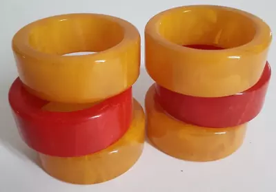 6 VINTAGE BAKELITE BUTTERSCOTCH NAPKIN RINGS 124 GRAMS 11/16” WIDE Tested • $99.99