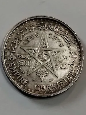 1956 500 Franc Morocco Antique .900 Silver Coin Mohammed V 1376 • $32
