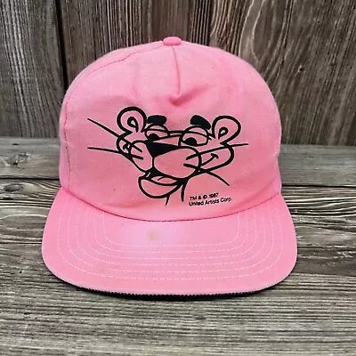 80s Vintage 1987 Pink Panther Cartoon Movie Promo Snapback Hat Pink Made In USA • $30