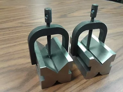 $58 • Buy 1-1/2  CAPACITY PRECISION V-BLOCK PAIR W. CLAMPS 1-5/8x1-3/4x2-3/4 #H6010D-new