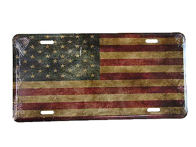 USA American Vintage Tea Stained Aged Flag 6 X12  Aluminum License Plate Tag • $9.88