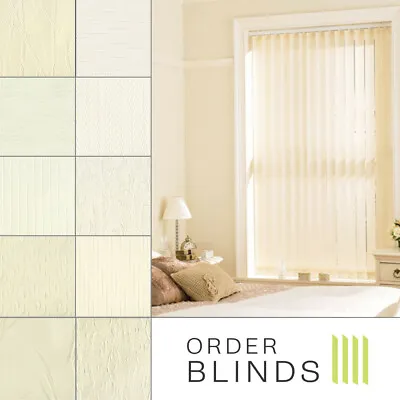 Cream Patterned 89mm Dim-Out Vertical Blinds - Complete Made To Measure Blinds • £36.75