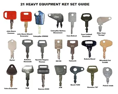 $20.79 • Buy 21 Heavy Equipment Construction Ignition Key Set Case Cat Komatsu JD Kobelco JCB