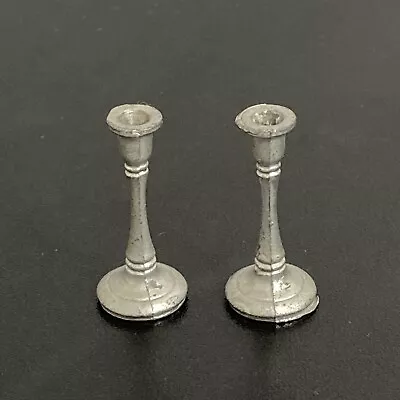 Vtg Miniature Candle Holder Pair Of 2 Metal Candlesticks Dollhouse • $14.97