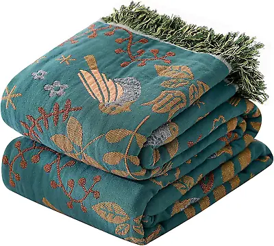 HOORDRY Cotton Bed Throw With TasselsDouble-sided Bohemian Throws For Woven For • £44.11