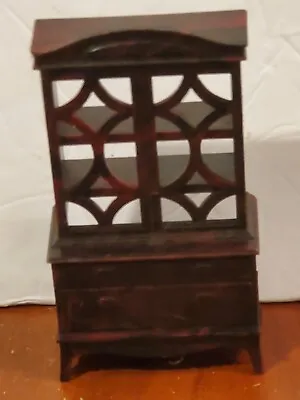 Vintage Ideal Dollhouse Furniture China Cabinet Brown About 4.75  Tall Nice • $4.29