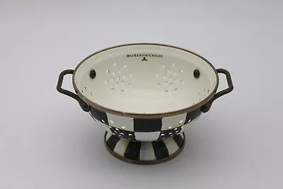 MacKenzie-Childs Courtly Check Enamel Small Colander Strainer Black White • $49.99