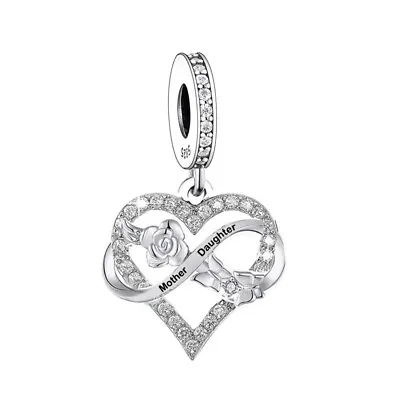 $31.99 • Buy SOLID Sterling Silver Mother Daughter Infinity Hanging Charm By YOUnique Designs