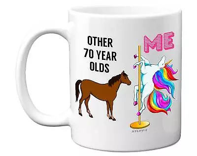 70th Birthday Gifts Women Men Unicorn Pole Dancing Best Friend Mug Funny Gifts • £16.87